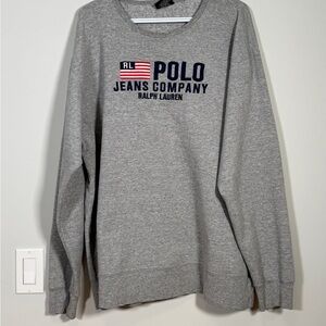 🇺🇸 Polo Jeans Co. Ralph Lauren Spellout Sweatshirt Grey Size Large